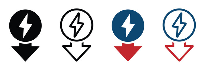 Fototapeta premium Energy reduction vector icons set. Energy reduction icon