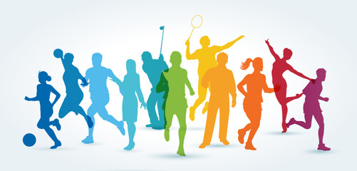 Sports, set of athletes of various sports disciplines