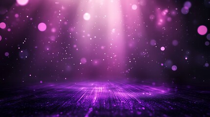 Fototapeta premium floor with Abstract purple light rays on black background with lighting effect and bokeh. illustration. Generative Ai