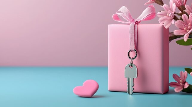 Personalized Initial Keychain Gift Set in 3D Illustration with Elegant Arrangement