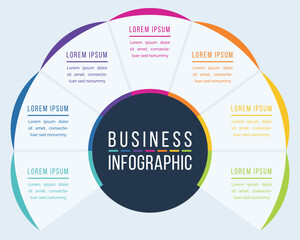 7 Options Infographic circle design 7 Options, objects, elements or steps information business infographic template