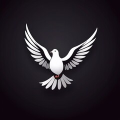 Fototapeta premium White dove of peace on a dark background. Peace dove logo icon design. Peace antiwar symbol art. International Peace Day banner card design