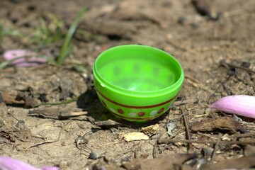 half of green plastic easter egg decoration