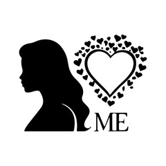 heart for womens day - icon black color vector silhouette, isolated white background