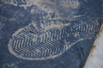 dirt footprint on rubber black surface