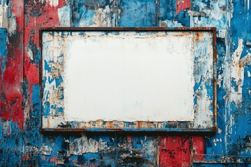 Naklejka premium Rusty Frame on Weathered Wall with Peeling Paint