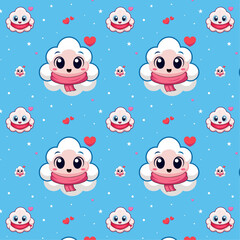 seamless pattern with cute cloud.