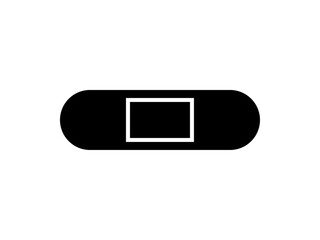 ミニマルな絆創膏アイコンD：丸端黒