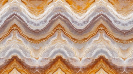 A symmetrical pattern created by brown and white lines of natural agate stone texture in close up Detail of a translucent slice of natural stone Seamless image with a mirrored effect