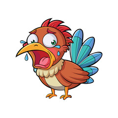 Sad Cartoon Bird Crying - Vector Illustration