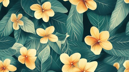 Abstract background featuring leaves and flowers
