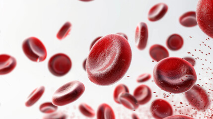 human red blood cells isolated on white background,
