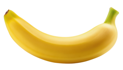 Single Ripe Yellow Banana Isolated on Transparent Background