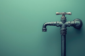 A simple illustration of water pipe connecting to wall, showcasing industrial design