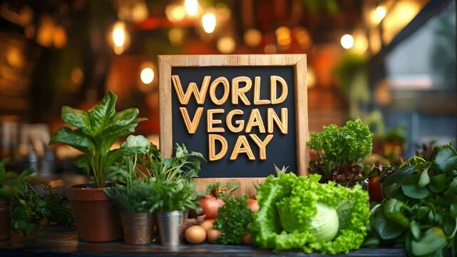 sign for world vegan day - Powered by Adobe
