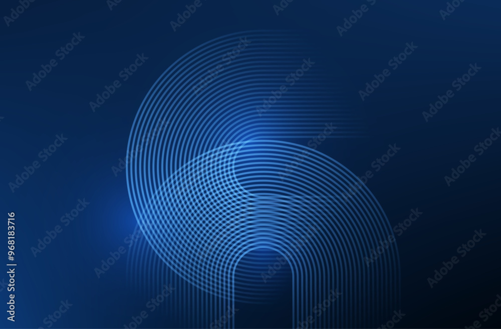 Wall mural Abstract background vector design. Glow circle lines background. Minimal geometric circular dark blue pattern. Technology design concept. Modern shiny rounded lines banner.