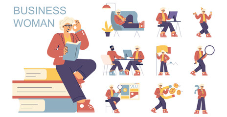 Obraz premium Businesswoman. Flat Vector Illustration