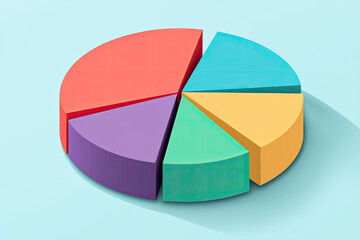 Fototapeta premium Flat design of pie chart showing profit distribution with vibrant colors