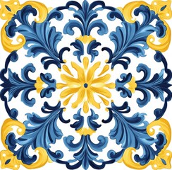 Classic Vietri tile from the Amalfi Coast, Italian, with lemons and decorations