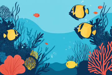 Obraz premium Colorful coral reef with fish swimming around, creating vibrant underwater scene