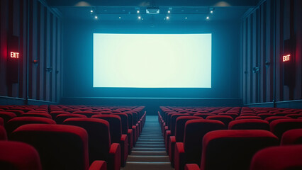 Fototapeta premium Empty Movie Theater with Red Seats