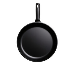 A sleek, black frying pan with a smooth surface, perfect for sauteing, frying, and cooking various dishes in style. transparent background