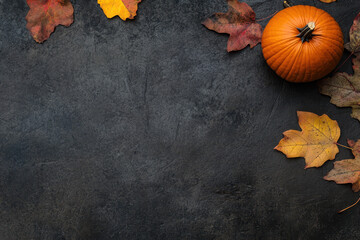 Halloween pumpkin wallpaper, jack-o-lantern with an autumnal background and room for text
