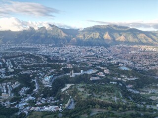 Panoramic shot of the city of Caracas, Venezuela from a drone