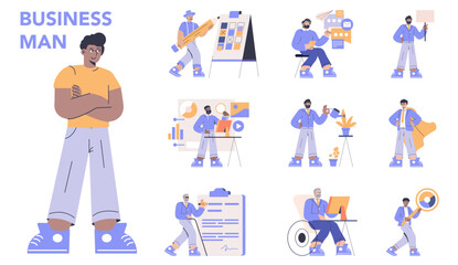 Business Man. Flat Vector Illustration