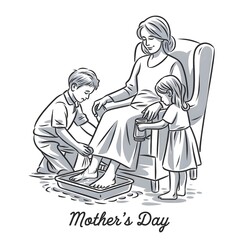 Obraz premium Parents and children, children and mother, Mother's Day, Happy day, Important day