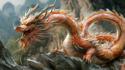 Fototapeta premium chinese dragon on the wall