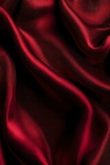 Red cloth waves. dark red color fabric with soft waves. Abstract red fabric wavy folds. Modern luxury silk wave drapes background.