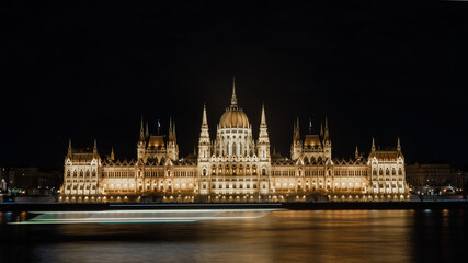 Naklejka premium Budapest, Hungary, parliament, danube, Night, 
