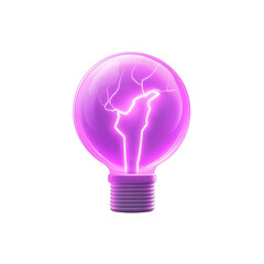 Fototapeta premium A vibrant purple light bulb emitting energy, showcasing modern design and creativity. Ideal for innovative concepts and ideas. transparent background