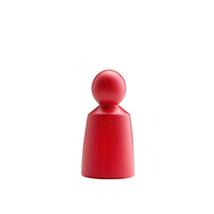 A vibrant red figurine standing upright, perfect for representing ideas in storytelling or as a game piece. transparent background