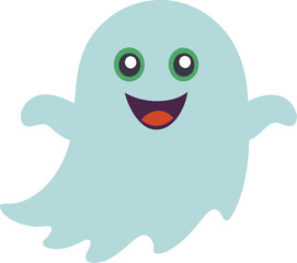 Vector Halloween Ghost Icon on Transparent Background for Spooky Designs .