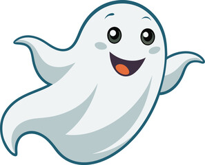 Vector Halloween Ghost Icon on Transparent Background for Spooky Designs .