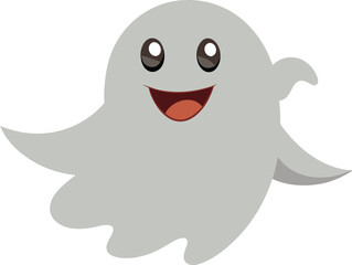 Vector Halloween Ghost Icon on Transparent Background for Spooky Designs .