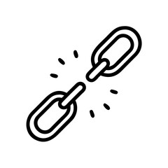 Broken chain link illustration, minimalistic design, black and white concept