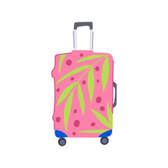 protection luggage cover cartoon. travel suitcase, durable elastic, stylish fabric protection luggage cover sign. isolated symbol vector illustration