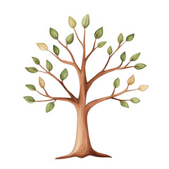 Obraz premium An artistic illustration of a tree with lush green leaves, symbolizing growth, nature, and serenity in a vibrant design. transparent background