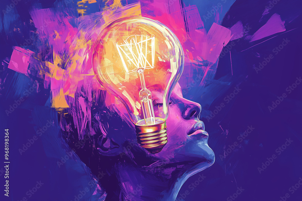 Aufkleber a vibrant artistic exploration of creativity and enlightenment with a dynamic collage of light and c