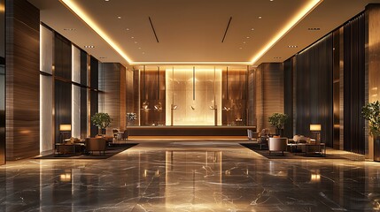 Newly launched luxury hotel lobby, featuring elegant modern design elements.