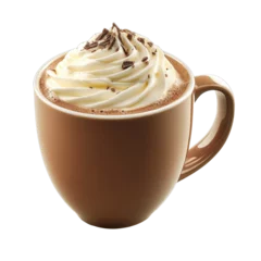 Selbstklebende Fototapeten Creamy hot chocolate with chocolate shavings, transparent © Maestro