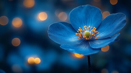 Blue flower with bokeh effect and soft lighting