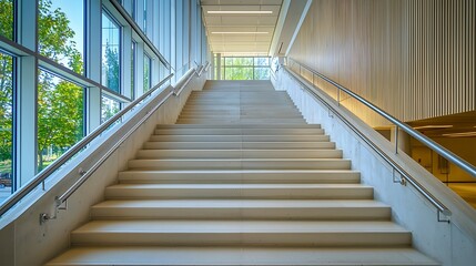 Tranquil steps within a contemporary edifice, no passersby in sight.