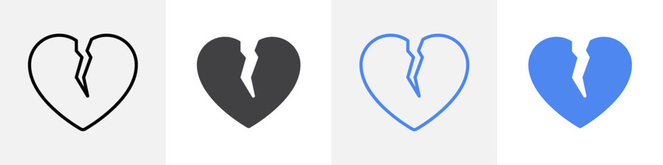 broken heart icon vector set use for web ui or app