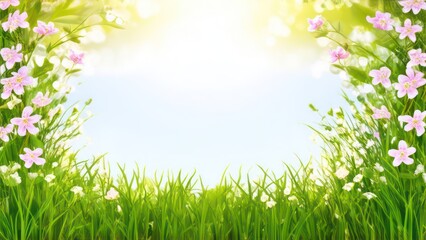 Fototapeta premium Beautiful light background for a greeting card with delicate flowers 