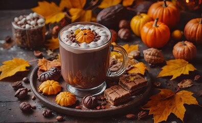 cup of hot chocolate with autumn vibes