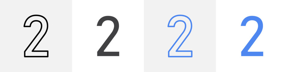 number 2 icon vector set use for web ui or app